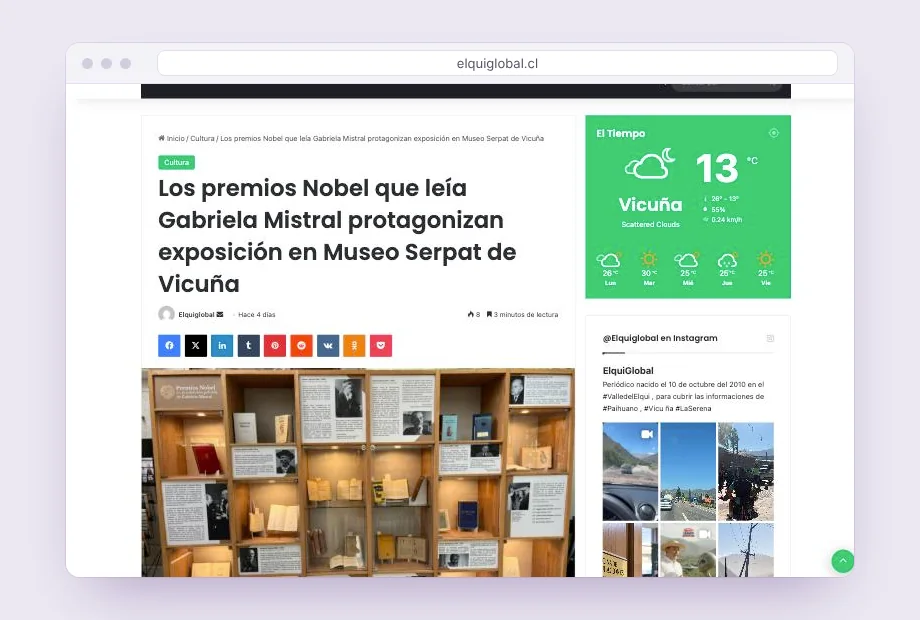 La página de cada noticia, lista para compartir en redes.