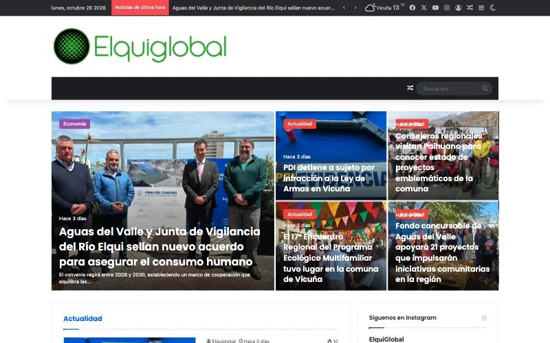 Portada del sitio de Elqui Global