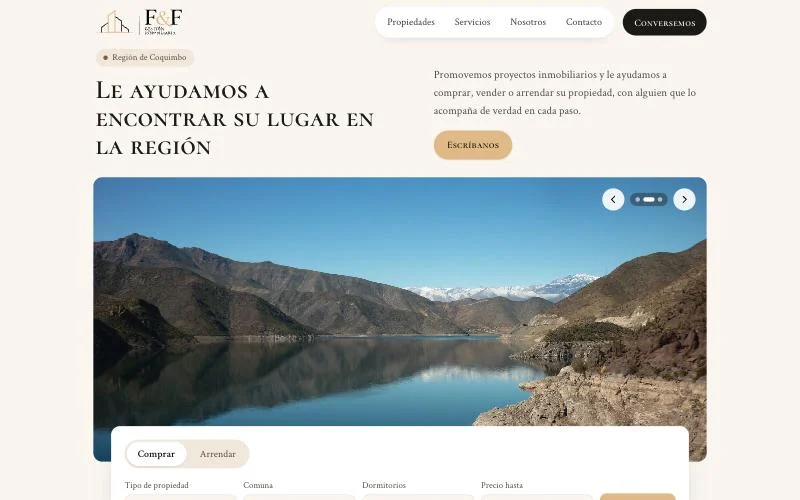 Portada del sitio de F&F Gestión Inmobiliaria